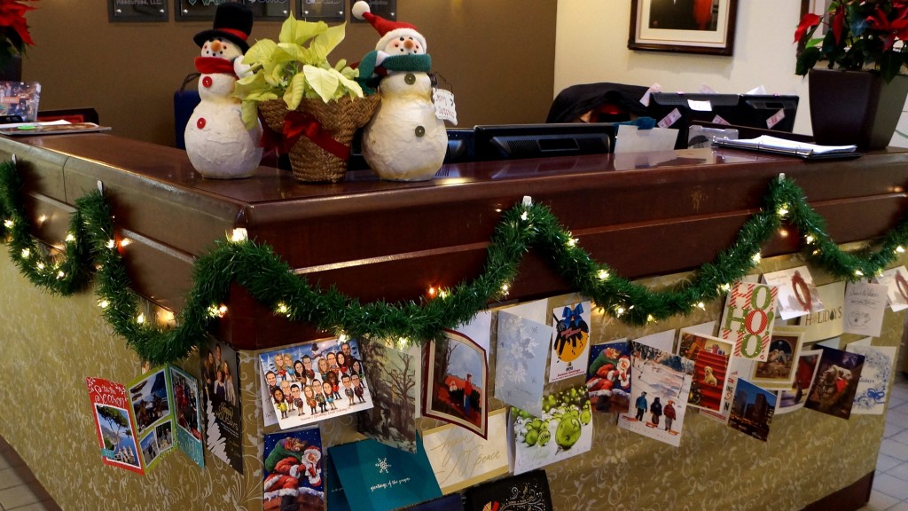 Holiday Cards Decorate the Front Desk